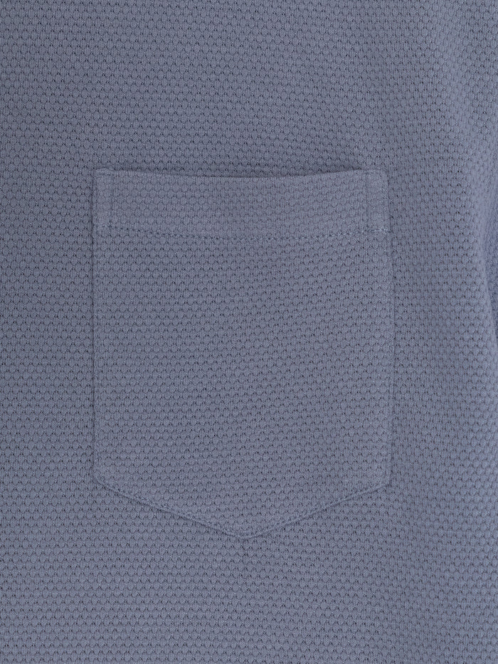 Blue Textured Pocket T-Shirt