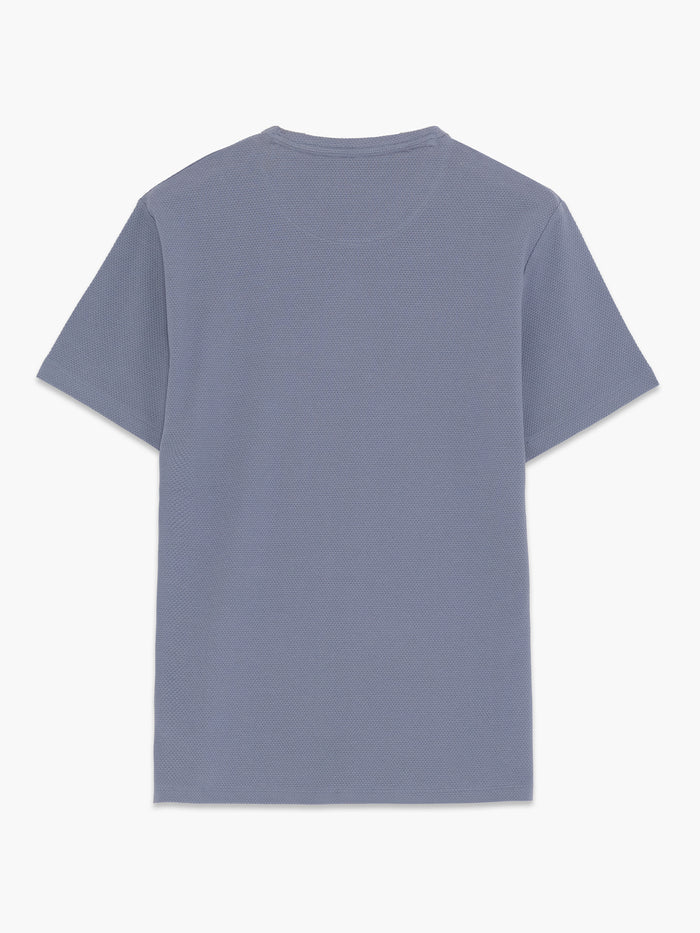 Blue Textured Pocket T-Shirt