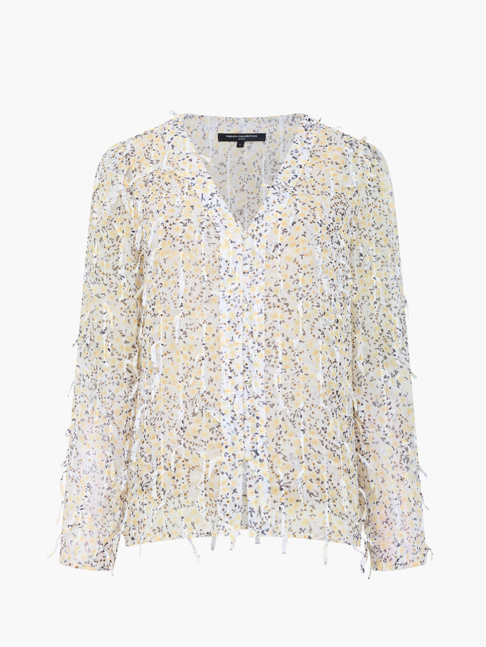 Bonnie Abstract Print Textured V Neck Blouse
