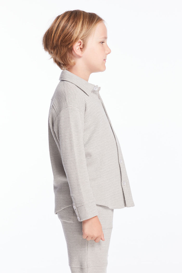 Boys Heather Grey Long Sleeve Button Down Collar Shirt Boys chaserbrand
