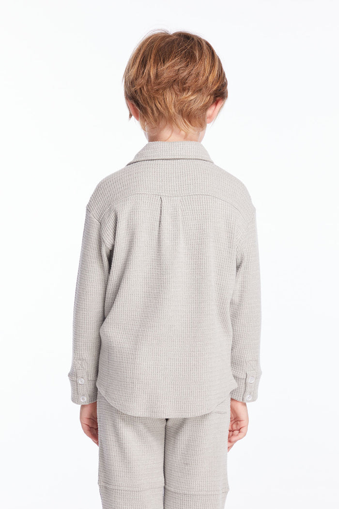 Boys Heather Grey Long Sleeve Button Down Collar Shirt Boys chaserbrand