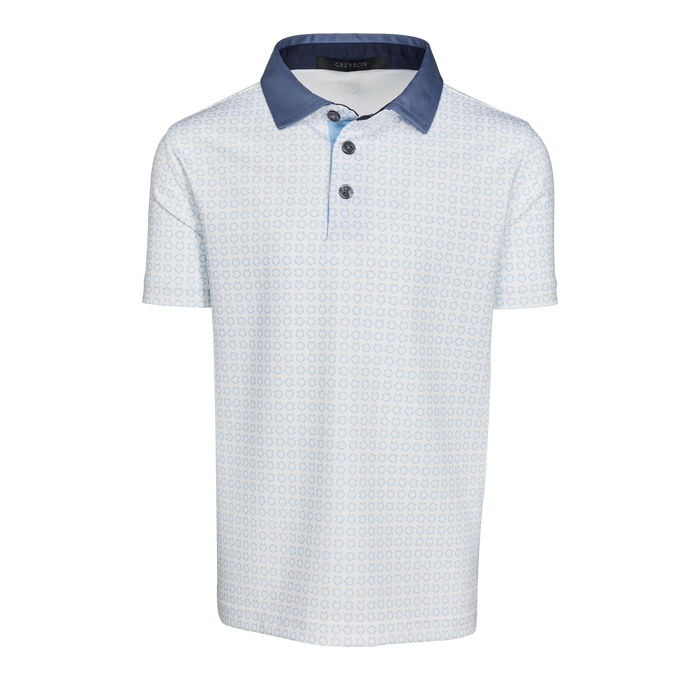 Arctic Boy's Icon Edge Short Sleeve Polo, Geometric Print, Contrast Collar - Front View | Greyson Clothiers