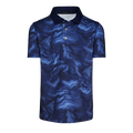 Maltese Blue Boys Smoke In The Den Short Sleeve Polo, Wolf Print - Front View | Greyson Clothiers