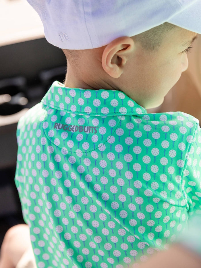 Boys Tiny Tee Time Golf Knit Short Sleeve Performance Polo: Green