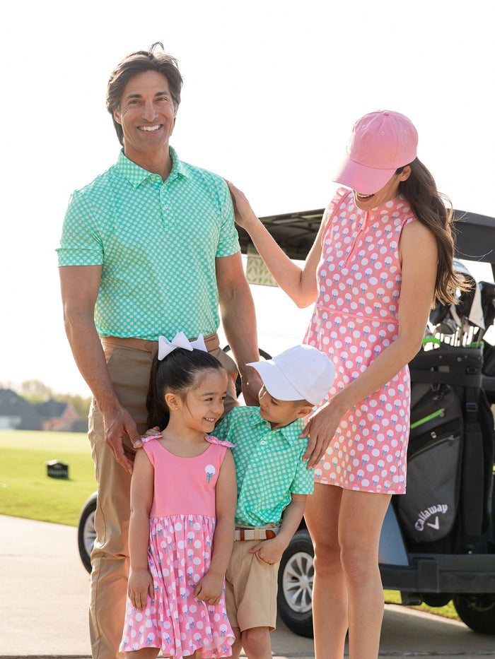 Boys Tiny Tee Time Golf Knit Short Sleeve Performance Polo: Green