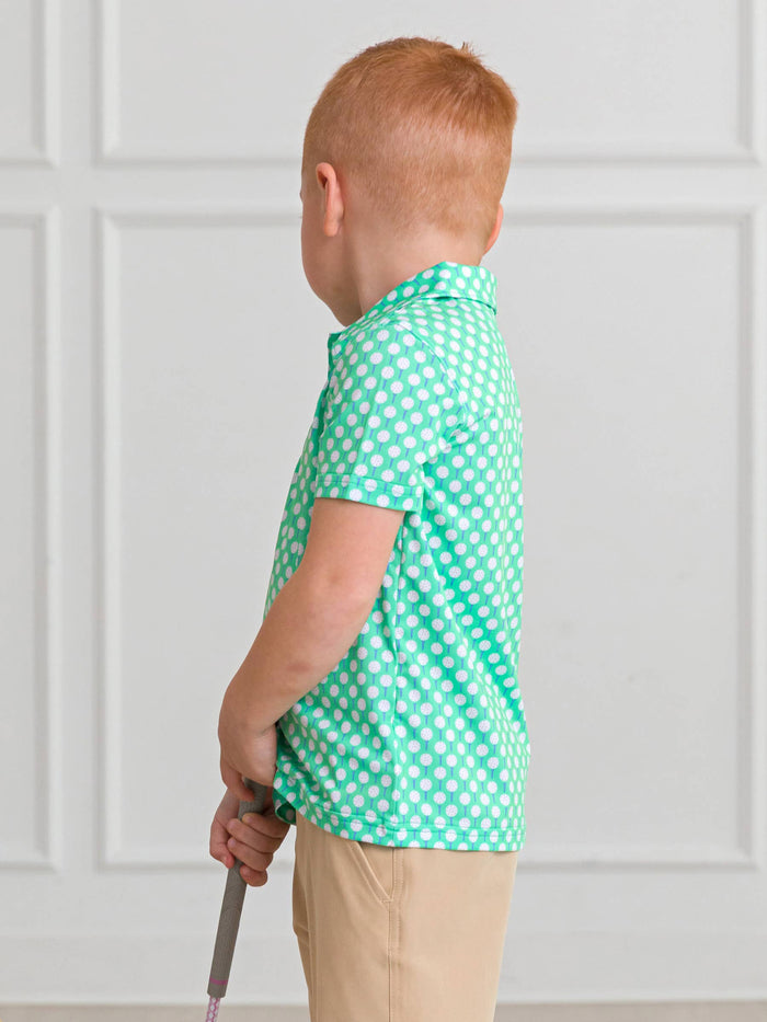 Boys Tiny Tee Time Golf Knit Short Sleeve Performance Polo: Green