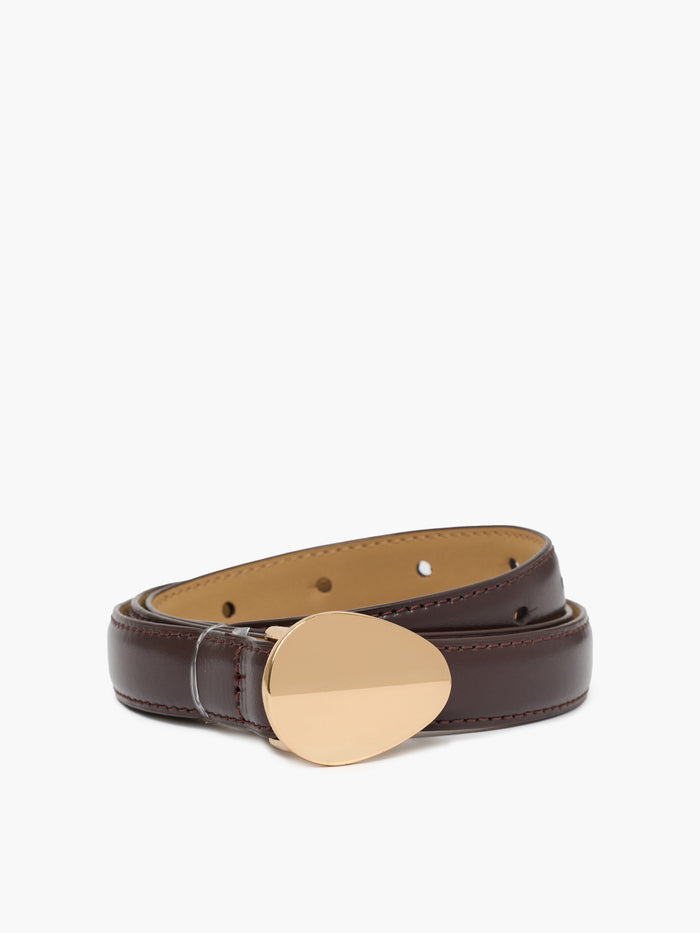 Brown Leather Pebble Buckle Belt