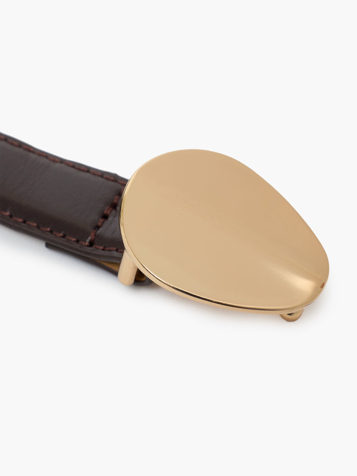 Brown Leather Pebble Buckle Belt