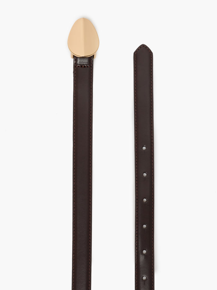 Brown Leather Pebble Buckle Belt