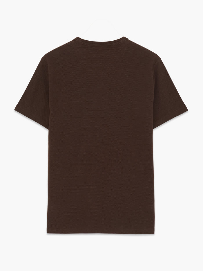 Brown Textured Pocket T-Shirt
