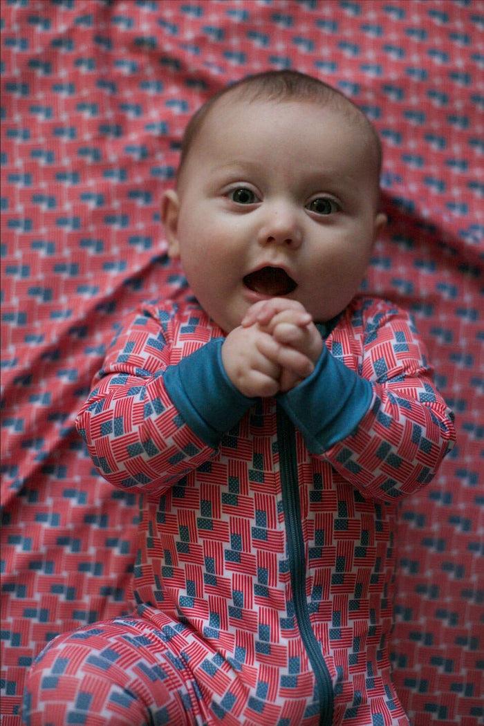 Burlebo Baby Zip Up - American Flag Print