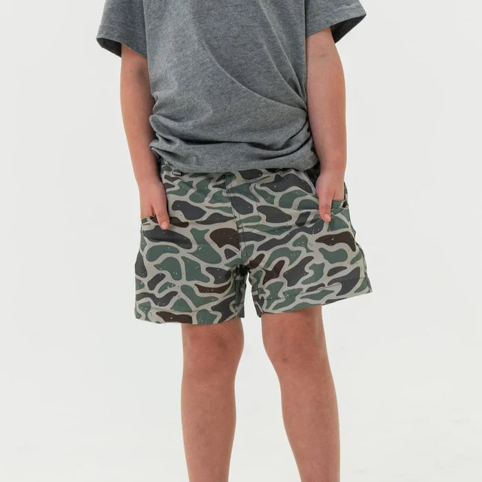 Burlebo Youth Everyday Short - Retro Duck Camo - Grey Pocket