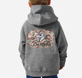Burlebo youth fleece hoodie jacket- ducks flying in - darker heather grey
