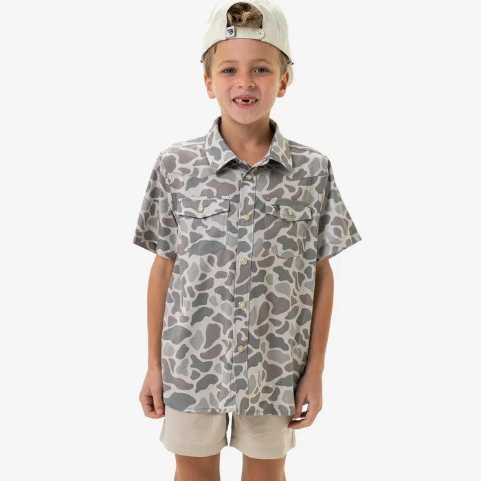 Burlebo Youth Performance Western Shirt - Classic Deer Camo