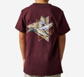 Burlebo youth ss tee - pintail diving duck - maroon