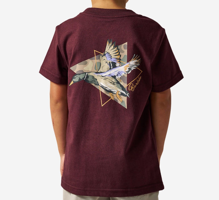 Burlebo youth ss tee - pintail diving duck - maroon