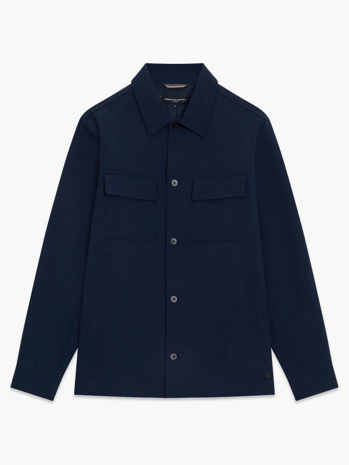Button Through Navy Blue Utility Jacket