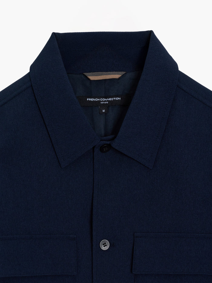 Button Through Navy Blue Utility Jacket