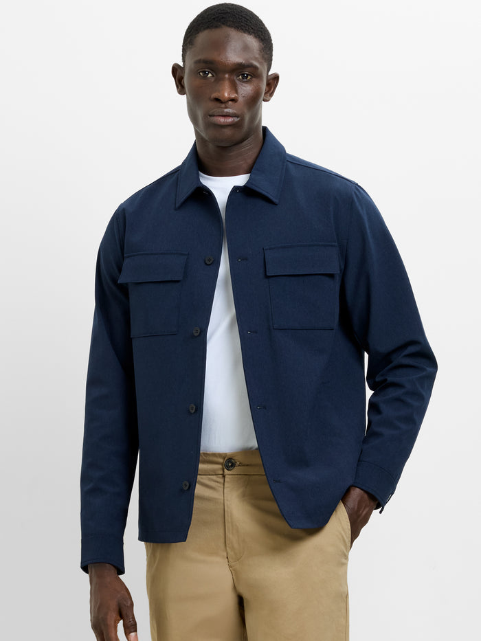 Button Through Navy Blue Utility Jacket