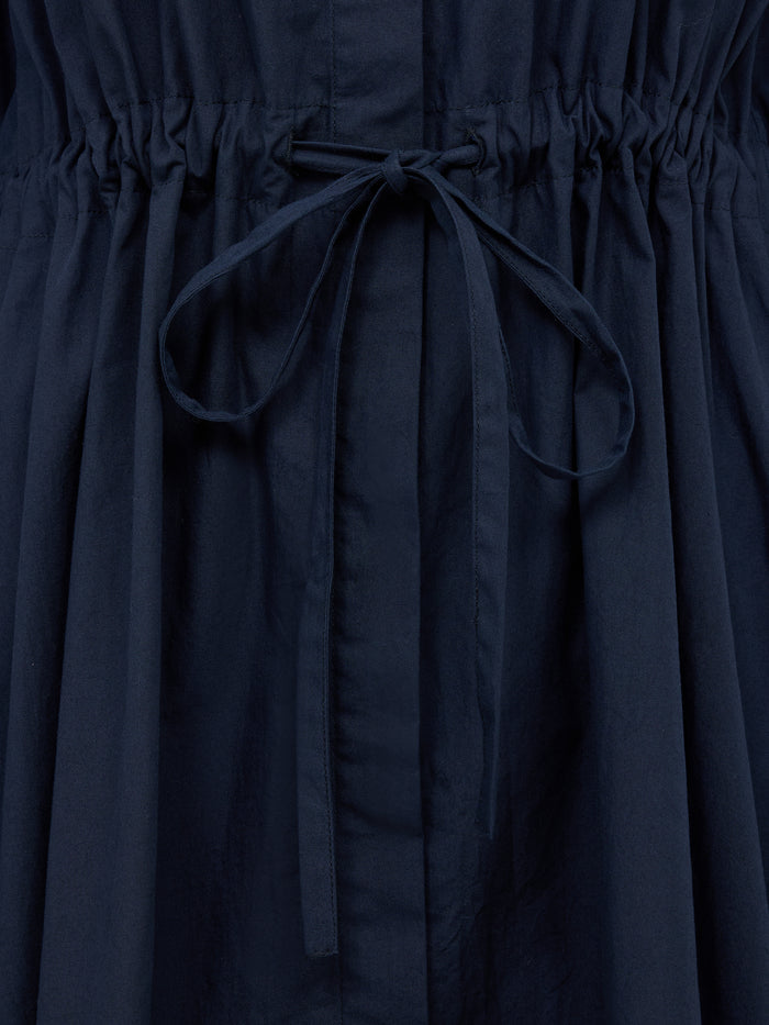 Cambria Cotton Cinched Waist Navy Mini Shirt Dress
