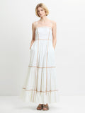 Cambria Cotton Contrast Trim White Maxi Dress