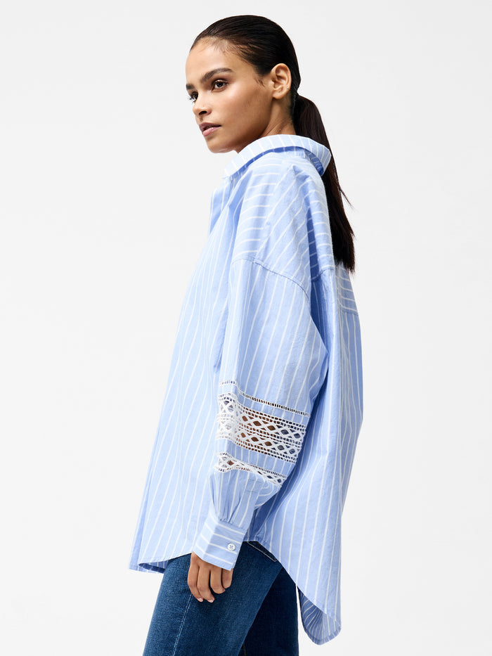 Cambria Cotton Stripe Trim Shirt