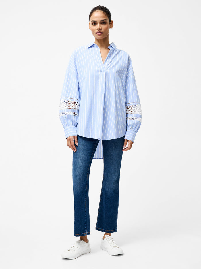 Cambria Cotton Stripe Trim Shirt
