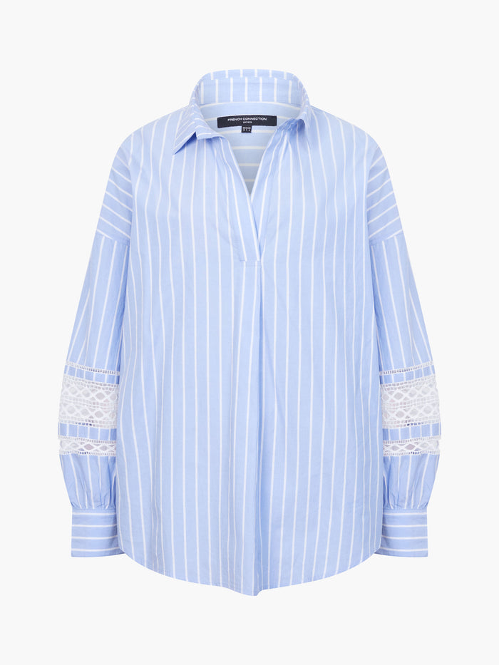 Cambria Cotton Stripe Trim Shirt