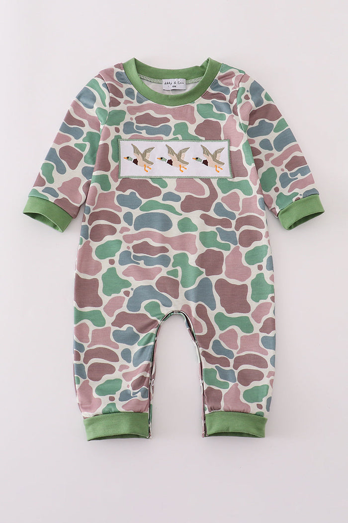 Camouflage mallard embroidery romper