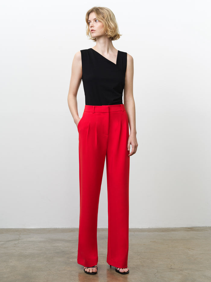 Carlie Tailored Red Wide Leg Trousers