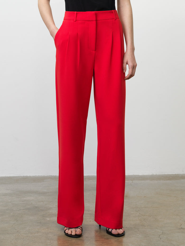 Carlie Tailored Red Wide Leg Trousers