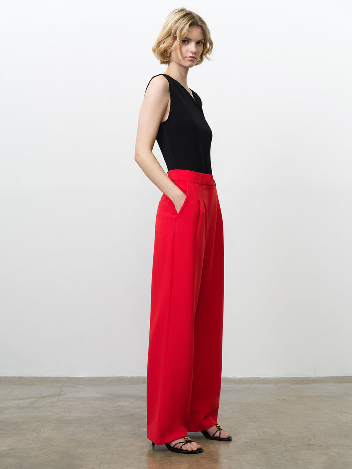 Carlie Tailored Red Wide Leg Trousers