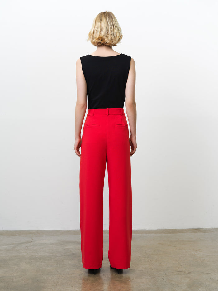 Carlie Tailored Red Wide Leg Trousers