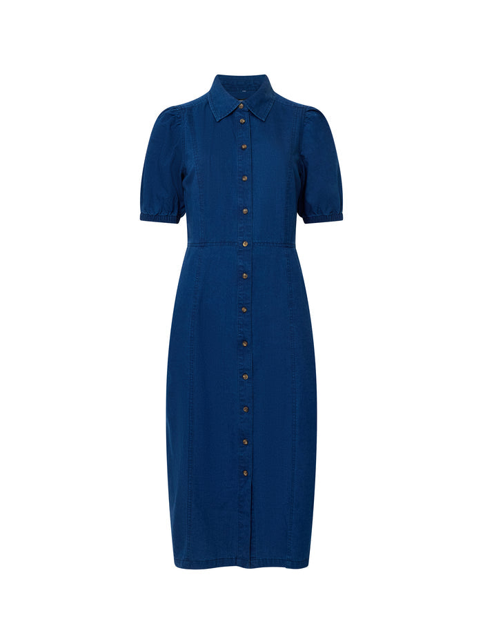 Chambray Denim Button Through Shirt Dress
