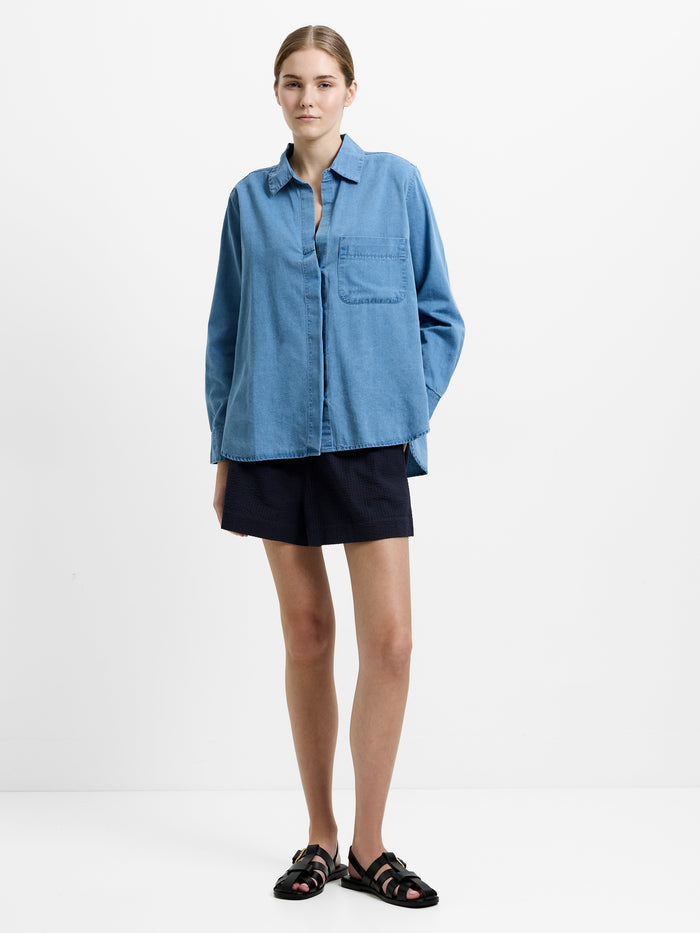 Chambray Denim Long Sleeve Shirt