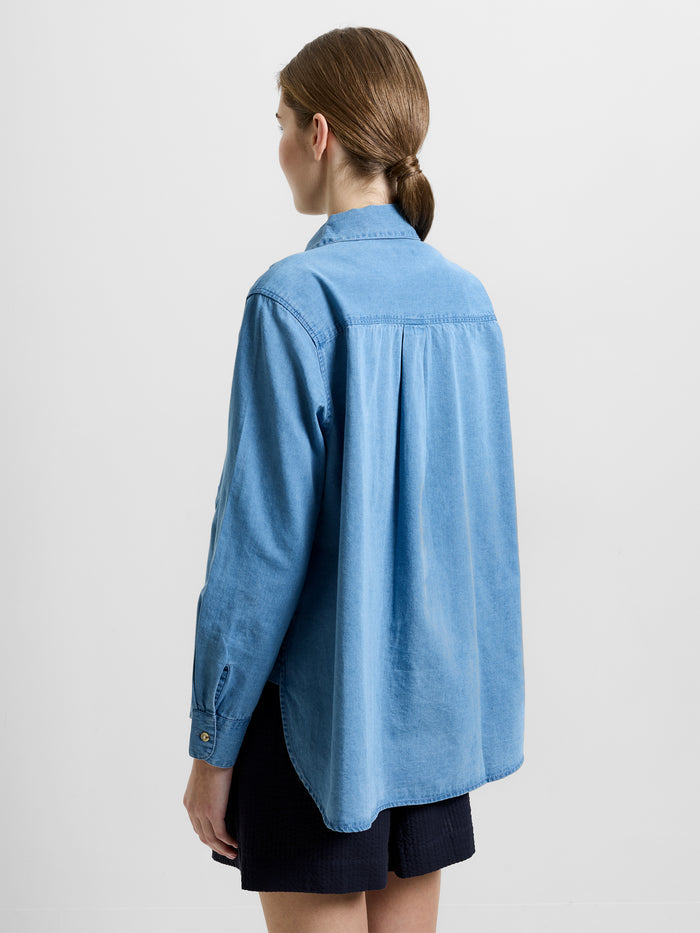 Chambray Denim Long Sleeve Shirt