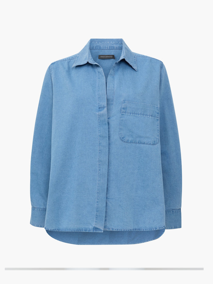 Chambray Denim Long Sleeve Shirt