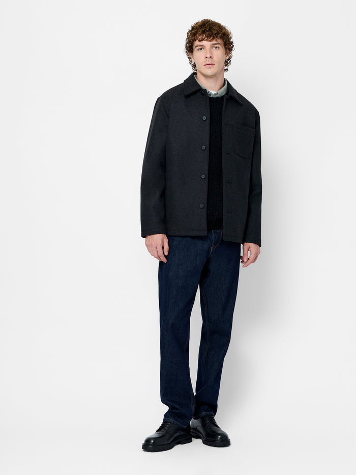 Charcoal Wool Blend Utility Coat