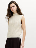 Charlene Ecru Cable Knit Mock Neck Vest