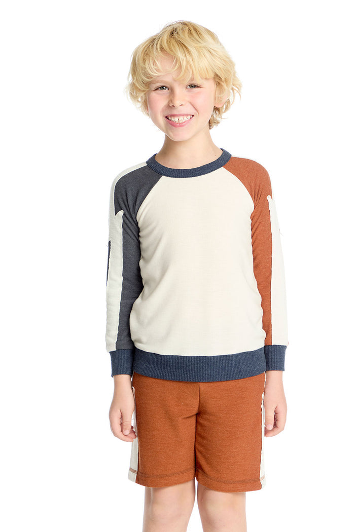 Chaser Bolt Crew Neck Varsity Colorblock Long Sleeve Tee Boys chaserbrand