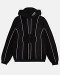 Black hoodie with white lines on a light gray background