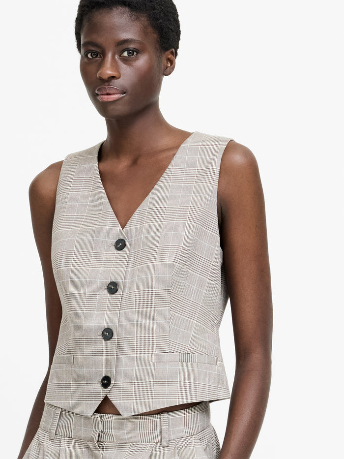 Chester Brown Check Tailored Waistcoat