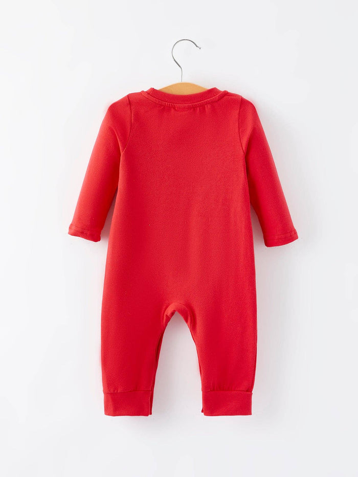 Christmas Red Reindeer Smocking Embroidery Boys Romper