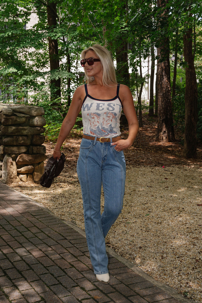 Clara Seamed Bootcut Jean-Medium Denim