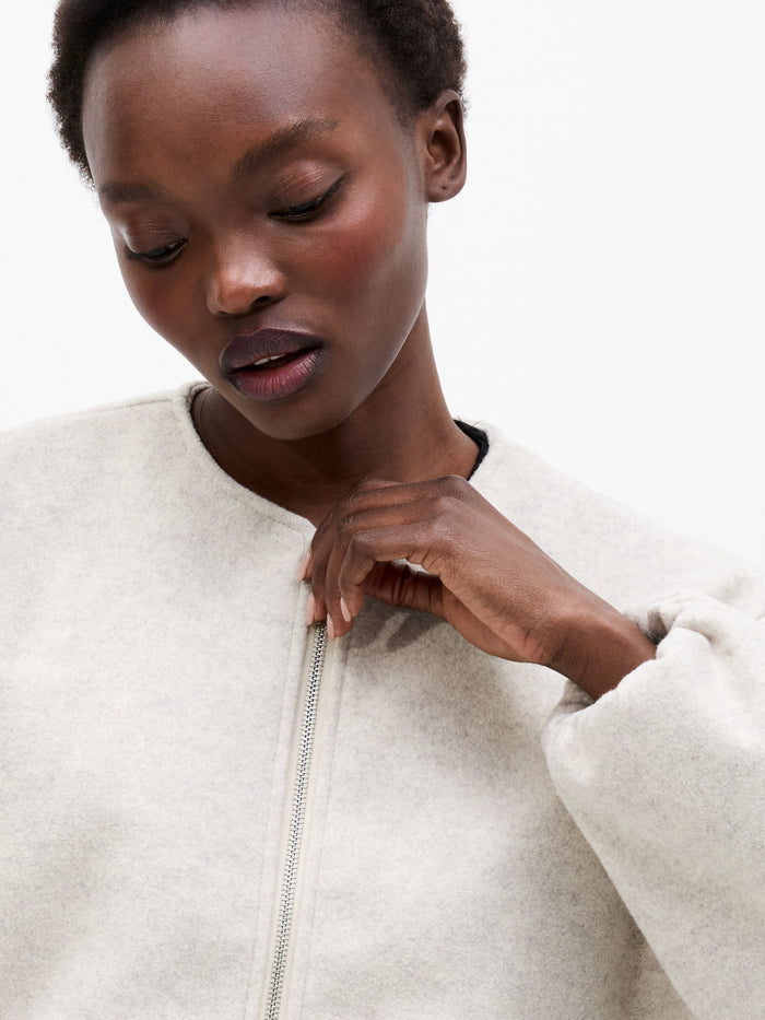 Clean Edge Cream Bomber Jacket