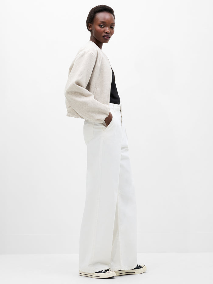 Clean Edge Cream Bomber Jacket