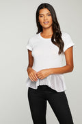 Cloud Jersey Mesh Peplum Cap Sleeve Tee WOMENS - chaserbrand