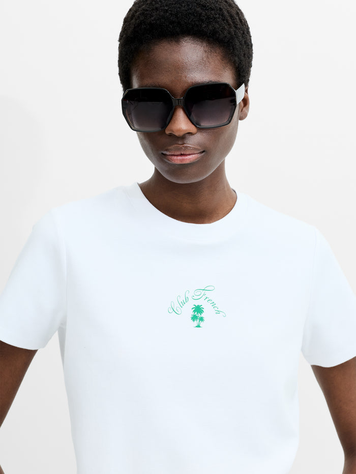 Club French White Graphic T-Shirt