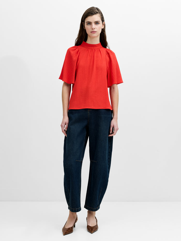 Codie Red Textured High Neck Top