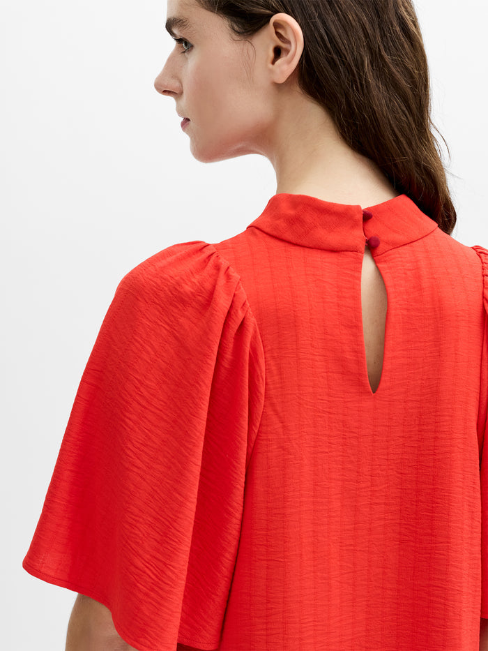 Codie Red Textured High Neck Top